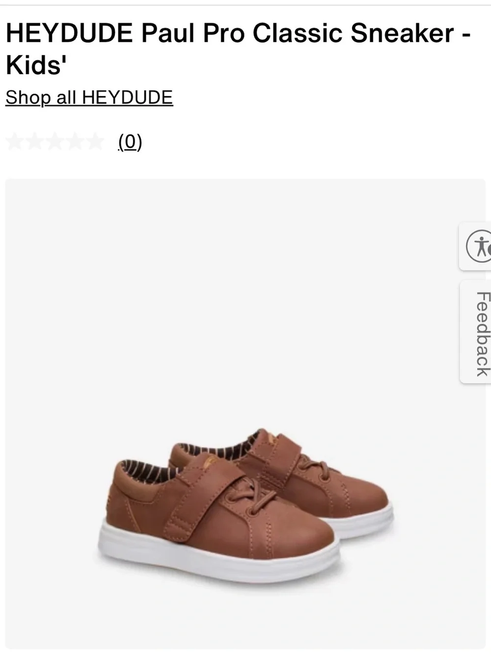 Hey Dude Kids Brown Paul Pro Sneaker with White Sole